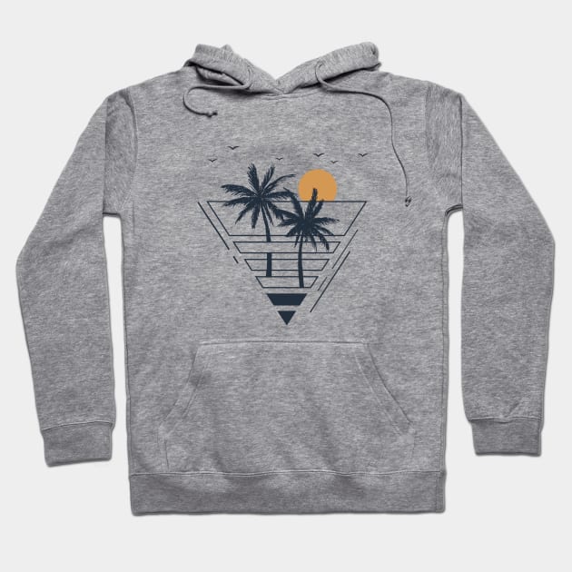 Sunset And Palms. Summer Time. Geometric Style Hoodie by SlothAstronaut